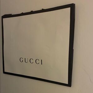 XXL Gucci Black and White Logo Paper Tote